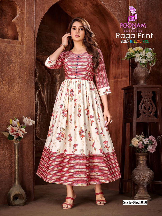 Poonam Raga Festive Wear Wholesale Printed Anarkali Kurtis
